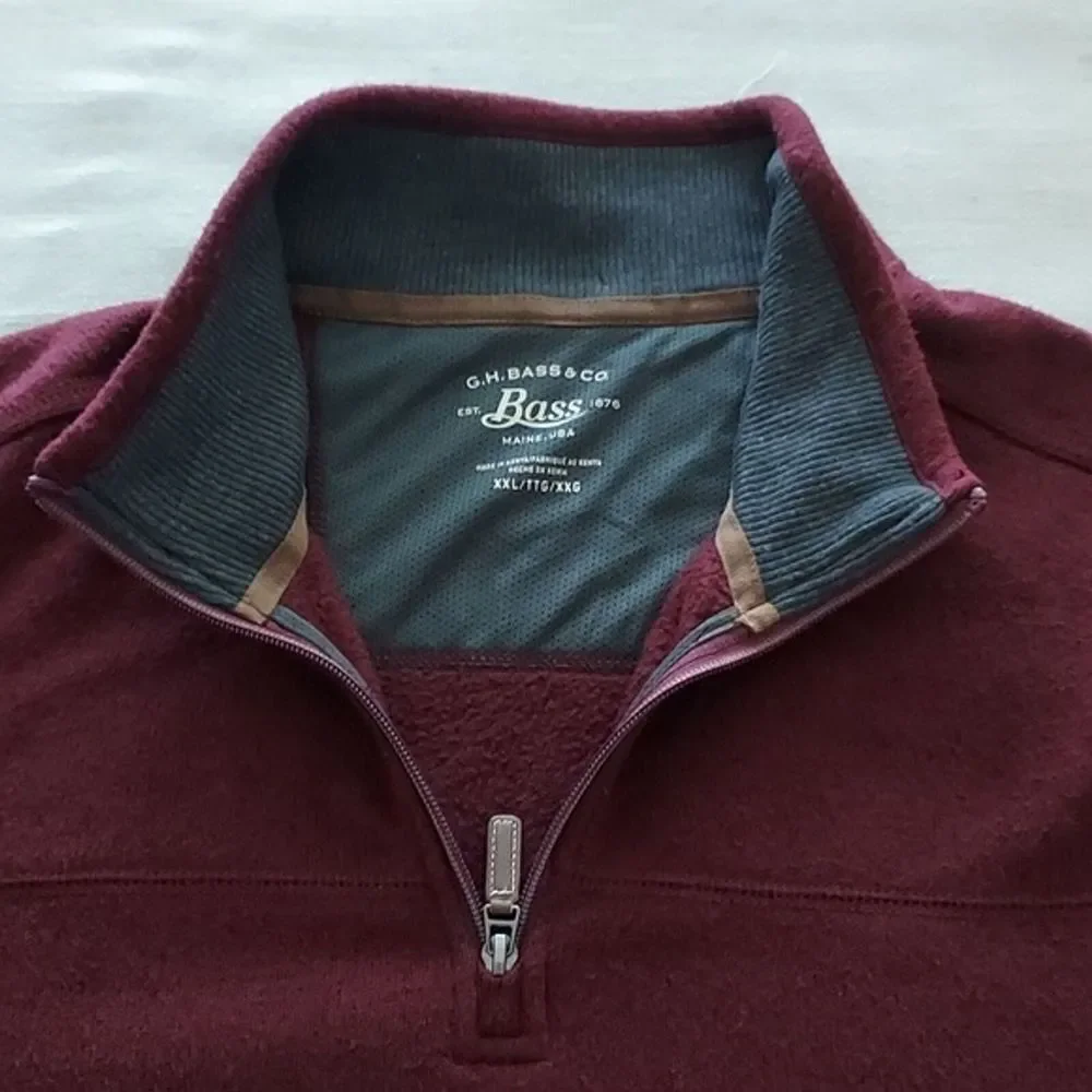 GH Bass Men's XXL Mock‎ Neck 1/2 Zip Plum Pullover Sweater Dad